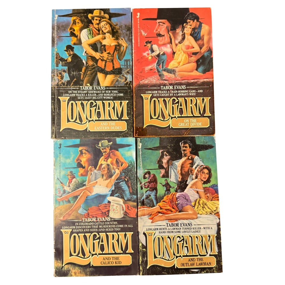 Longarm Western Paperback Lot 4 Tabor Evans Jove Books 49 52 54 56 Vintage 1980s